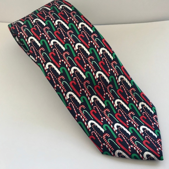 Mens Christmas NeckTie Tie Candy Cane Hallmark - Picture 2 of 7